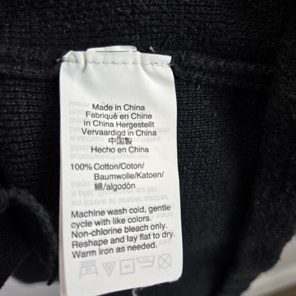 J. Crew Collarless Sweater Blazer Cardigan Long Line Knit Black Cotton XL J8002 - Picture 5 of 7